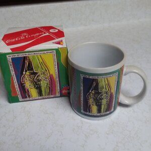 Vintage Coca Cola Coke Bottle Coffee Mug Cup Multi Color Dakin 1993 New w/box